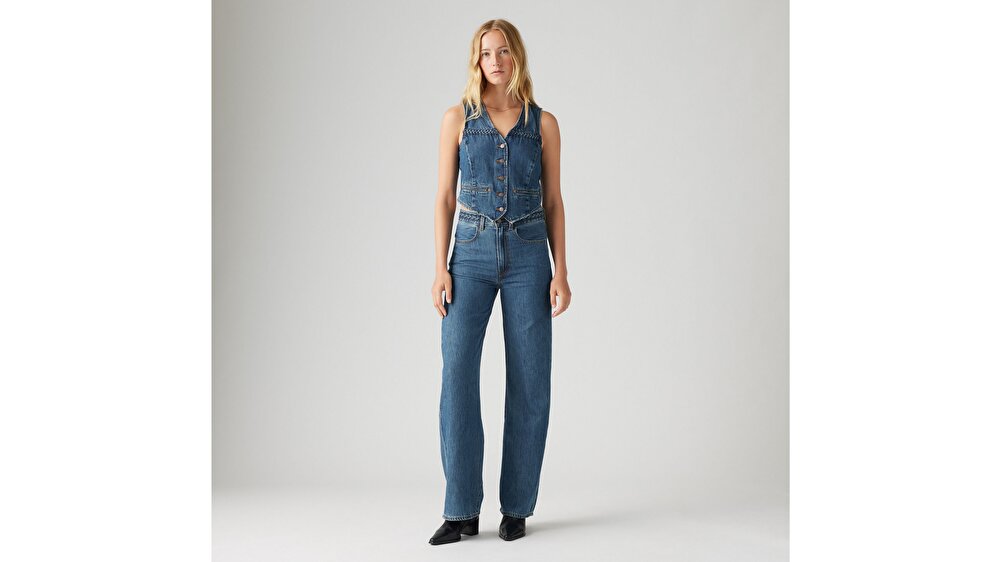 Ribcage Wide Leg Braided Kadın Jean Pantolon - Big Yikes 125828