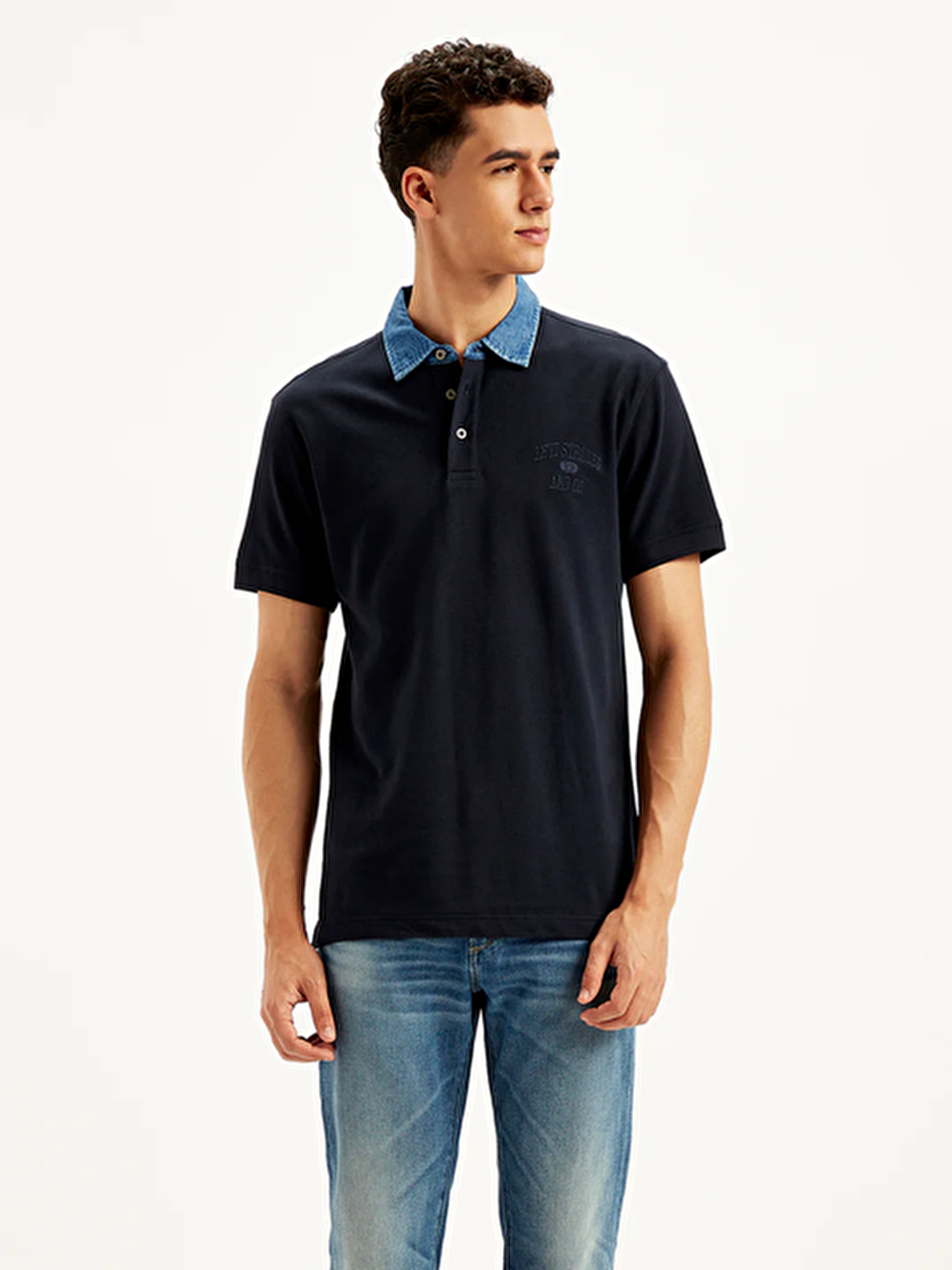 Denim Collar Polo Tişört