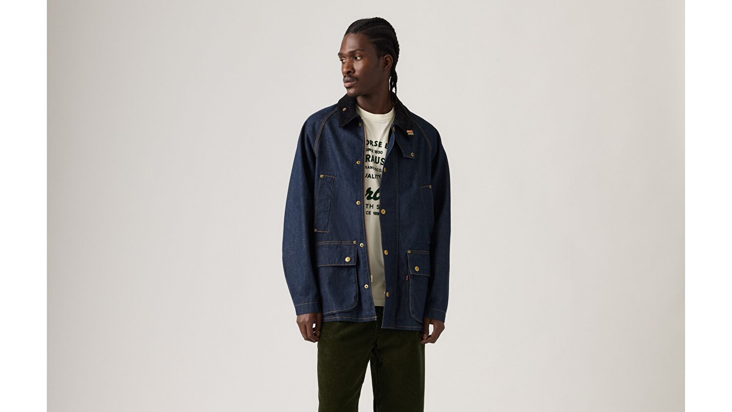 Levi's® x Barbour Oversized Bedale Denim Ceket