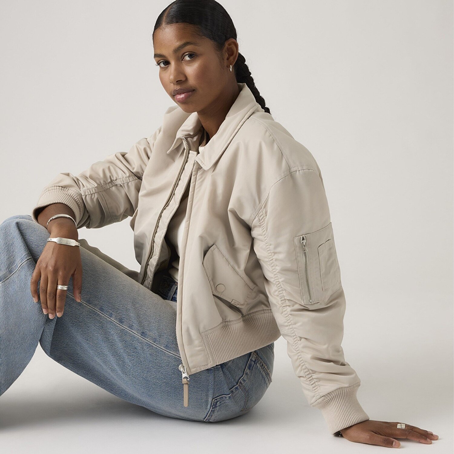 Bowie Cropped Bomber Ceket Mont