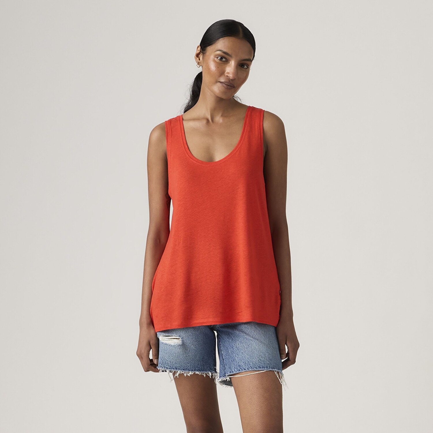 Lori Scoop Keten Karışımlı Tank Top