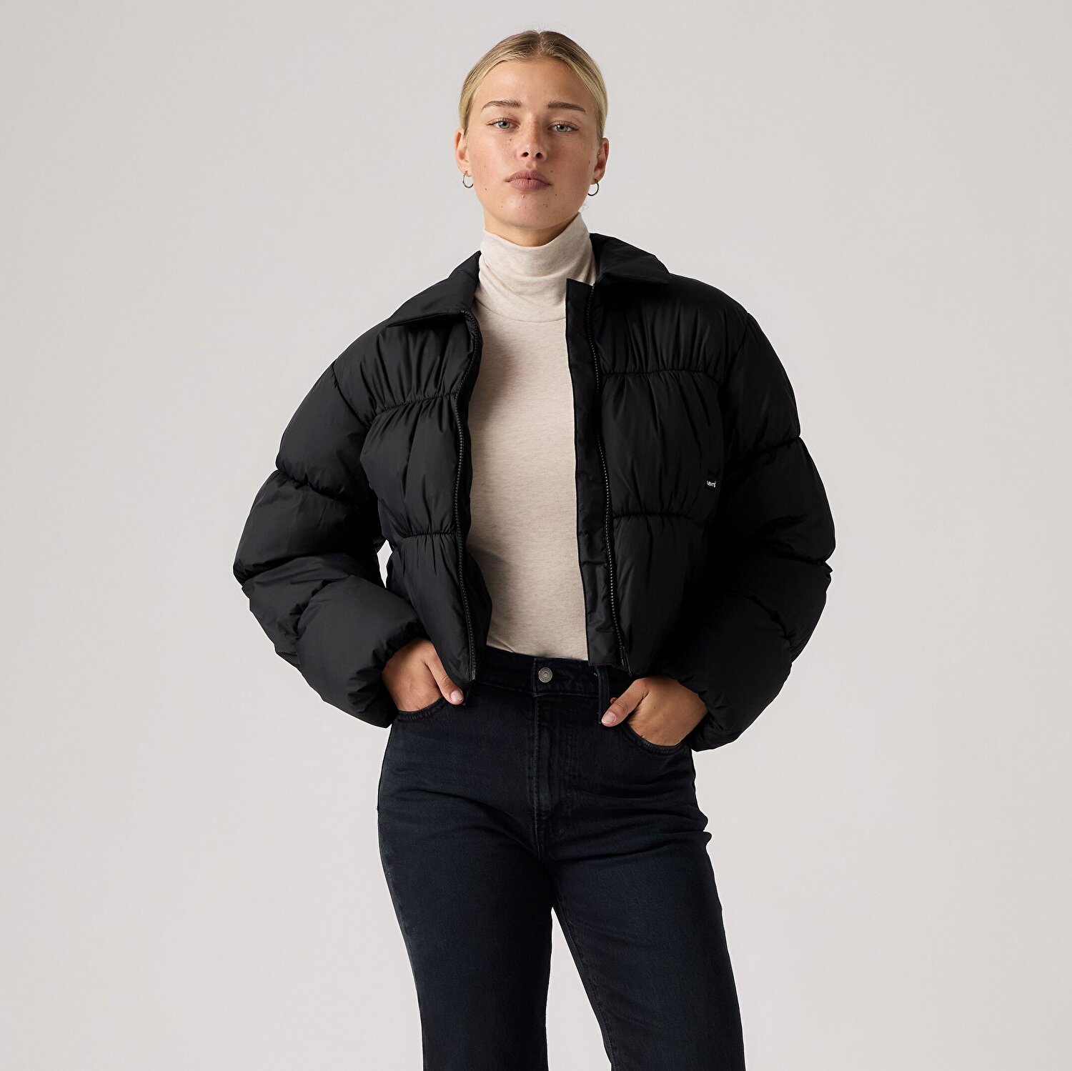 Presley Cropped Collared Puffer Mont