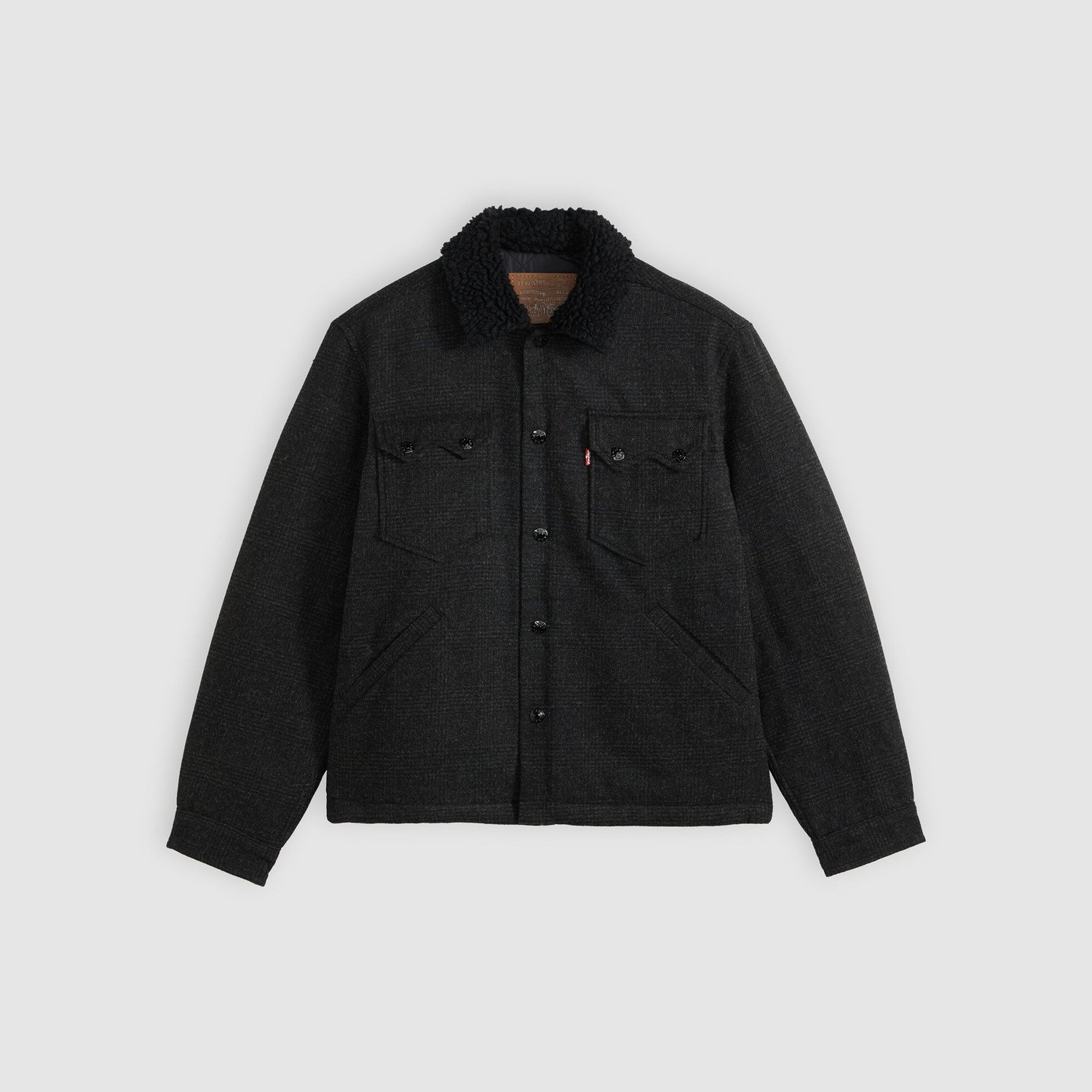 WESTERN WOOL PLAID TRUCKER GRANDPA GREY