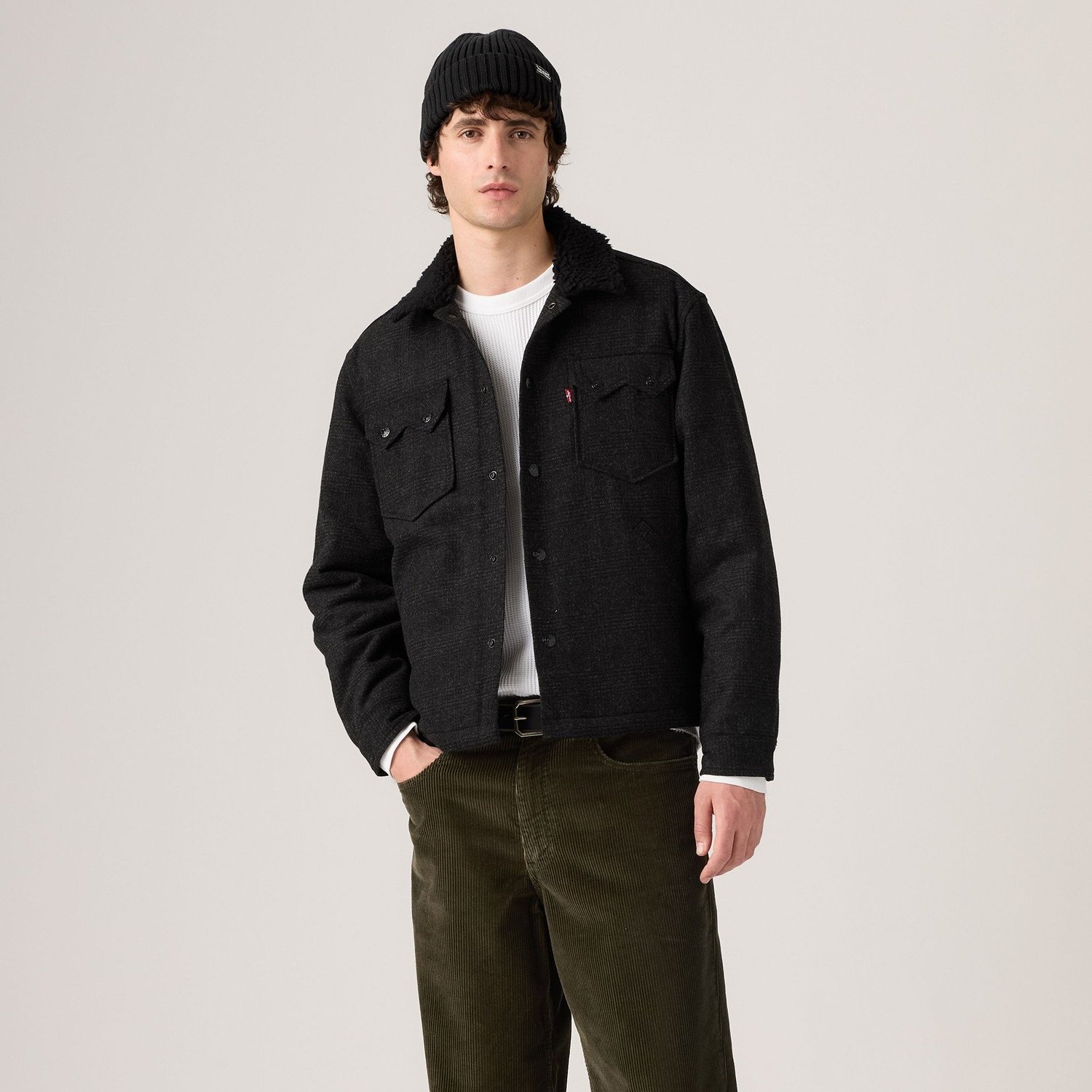 WESTERN WOOL PLAID TRUCKER GRANDPA GREY