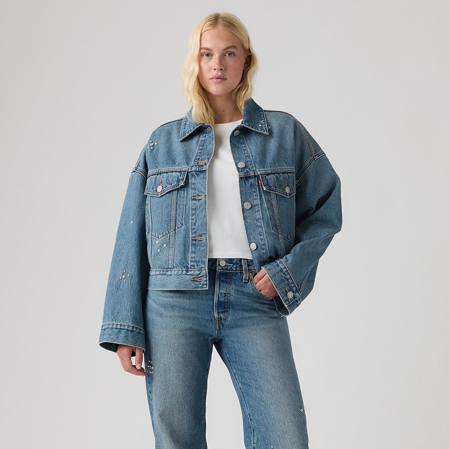Loose Crop Trucker Ceket