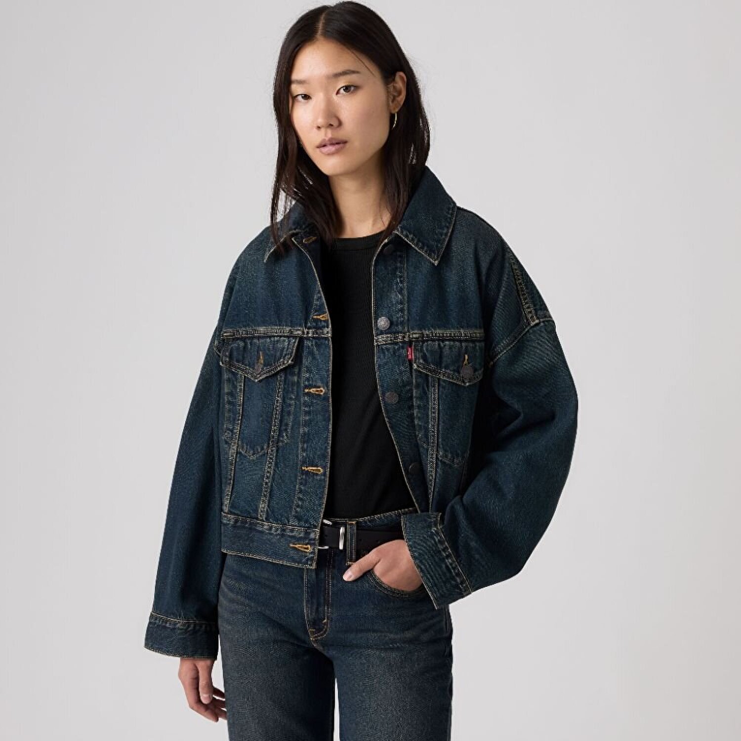 Loose Crop Trucker Ceket