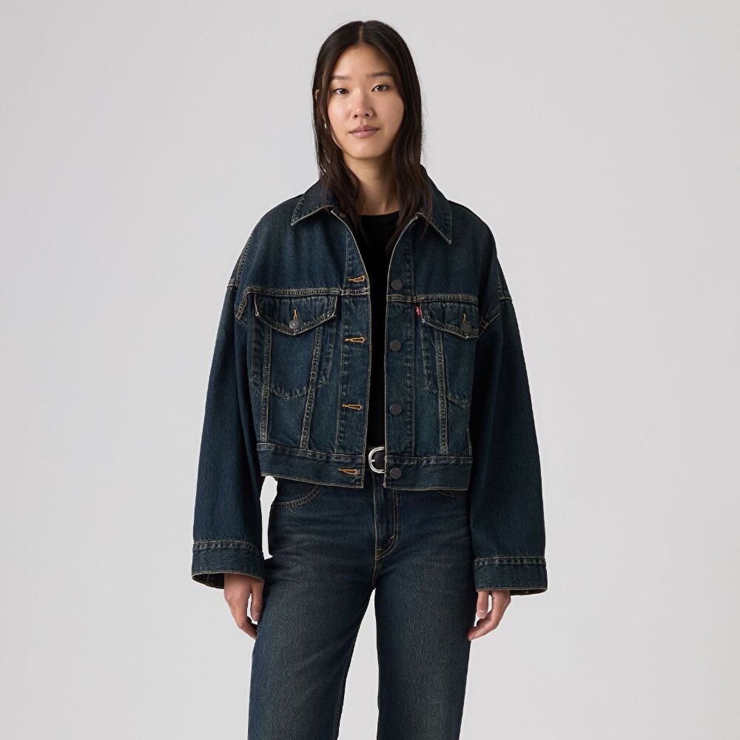 Loose Crop Trucker Ceket