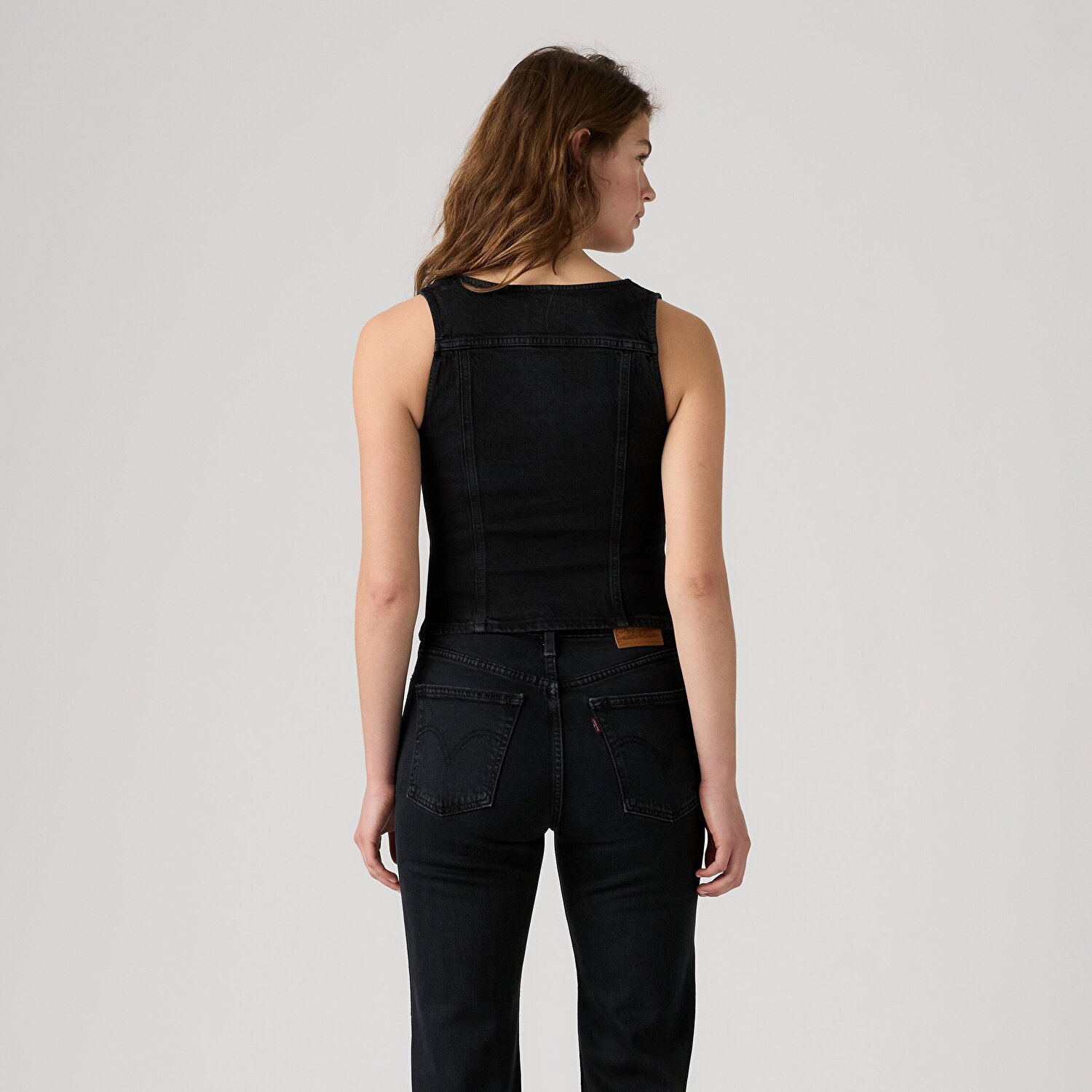 Vintage Fermuarlı Denim Yelek