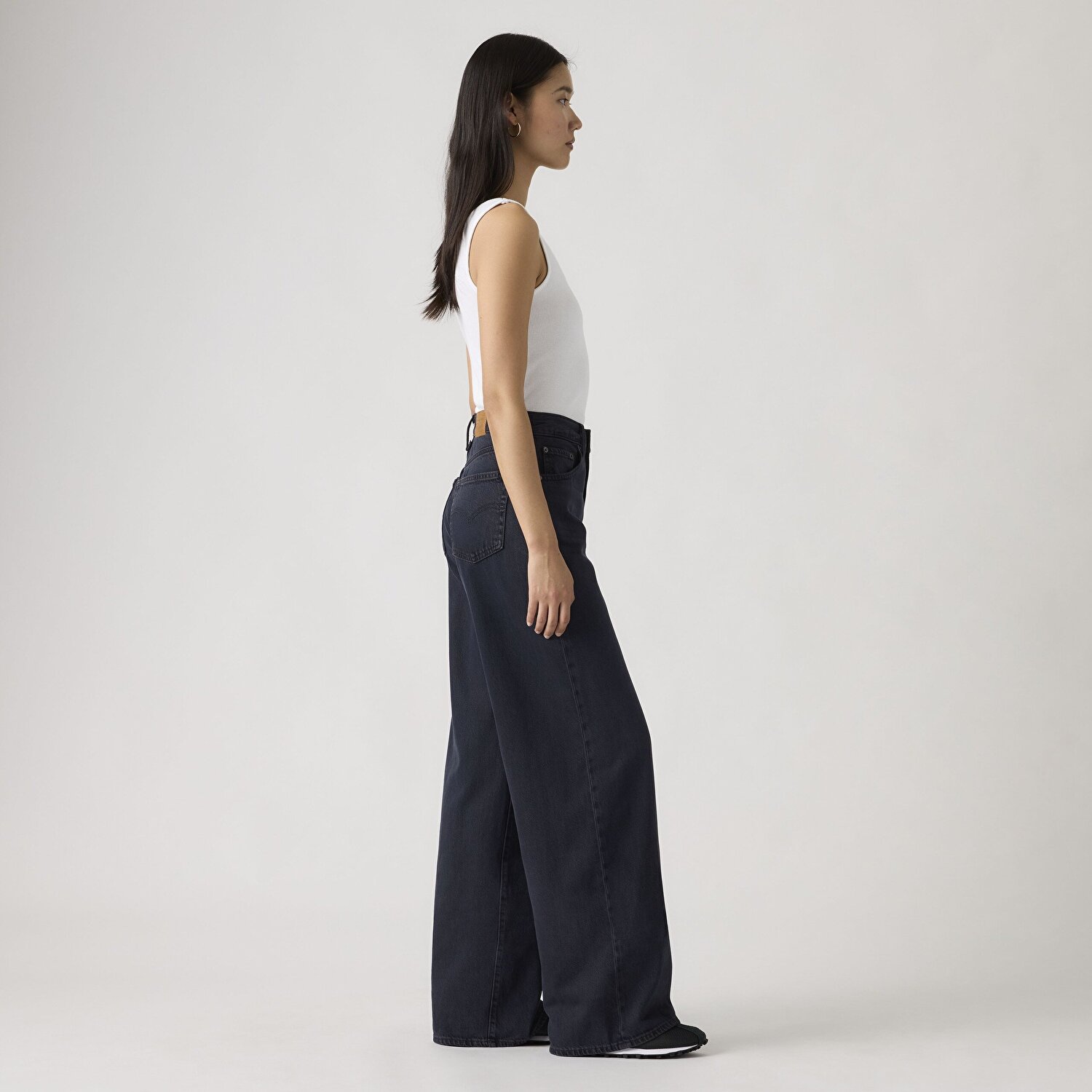 Cinch Wide Leg Lightweight Kadın Jean Pantolon - Dark Humor
