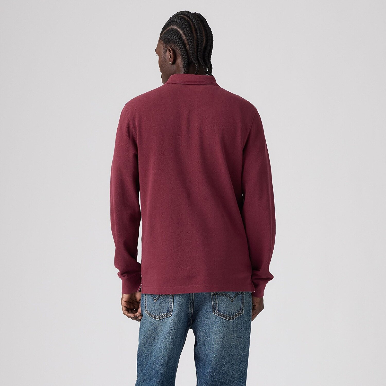 Original Uzun Kollu Bordo Polo Tişört