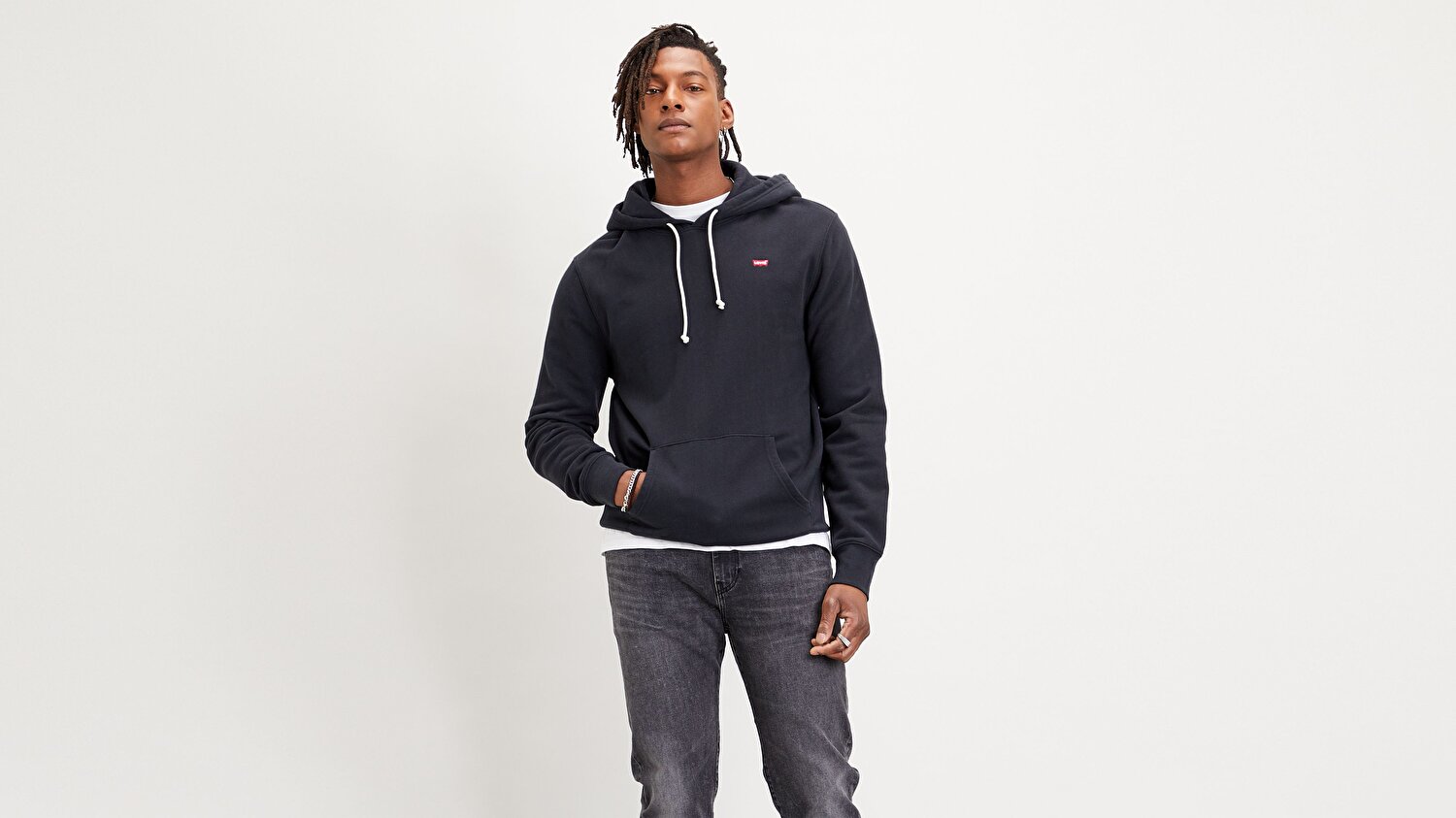 New Original Hoodie  Siyah Erkek Kapüşonlu Sweatshirt