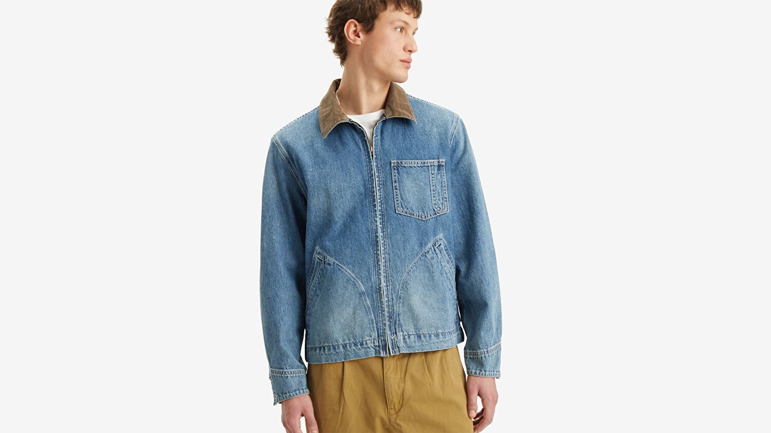 Full-Zip Mechanics Trucker Jean Ceket