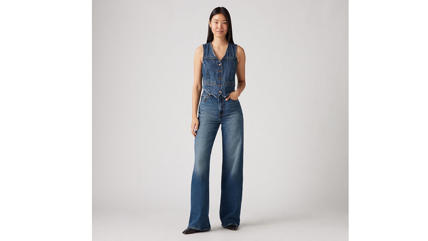 Ribcage Wide Leg Kadın Jean Pantolon - Polar Perimiter