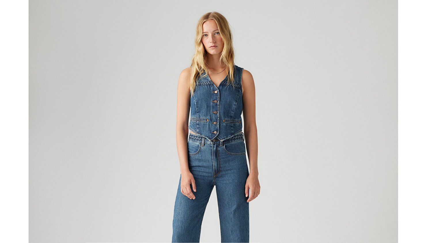 Braided Denim Yelek