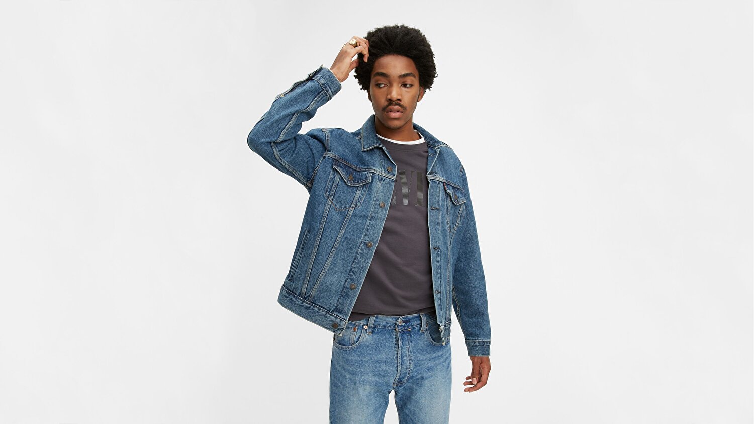 The Trucker Jacket Med Stonewash İndigo Erkek Trucker