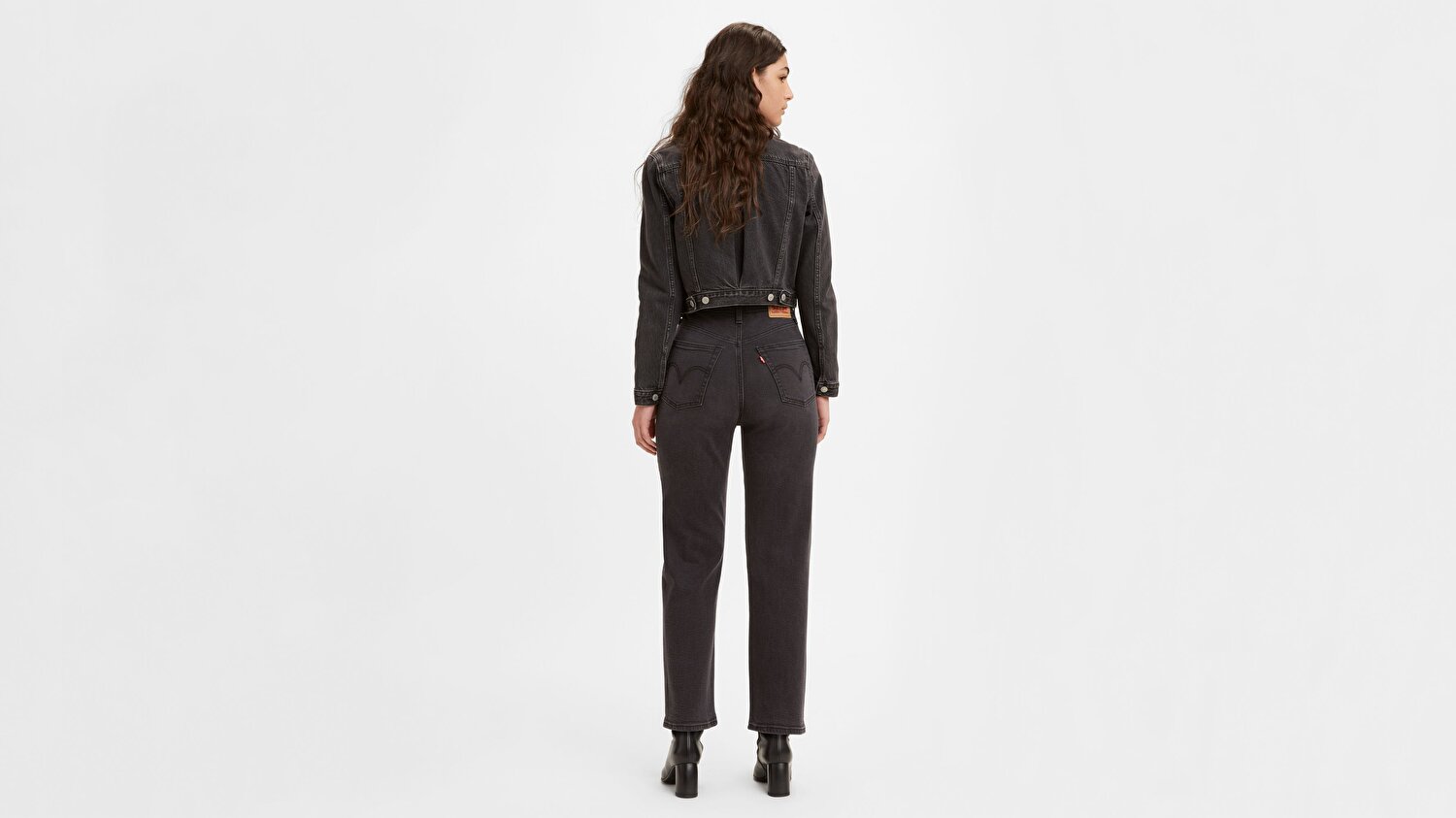 Ribcage Straight Ankle Kadın Jean Pantolon - Black Rinse