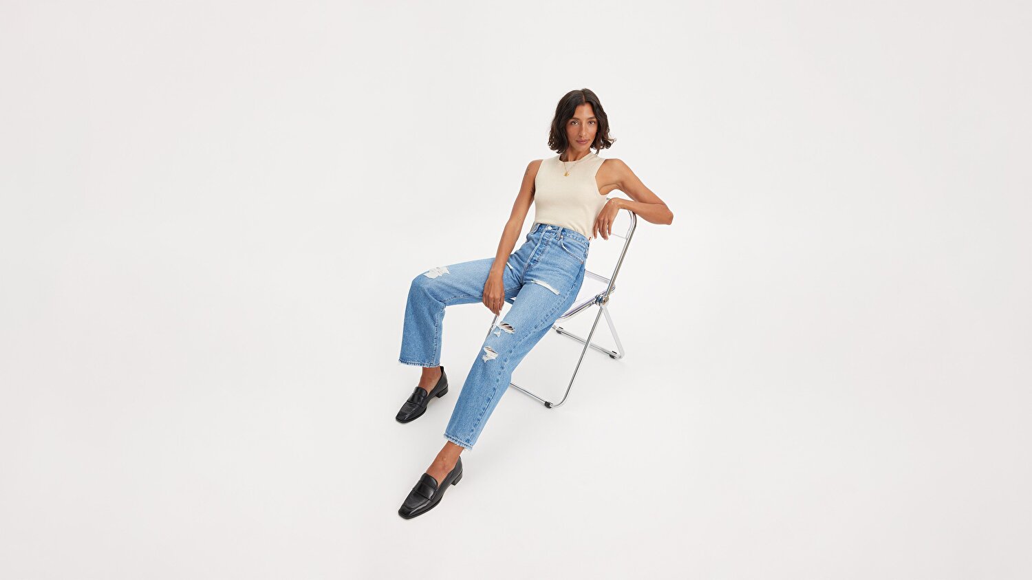 Ribcage Straight Ankle Kadın Jean Pantolon