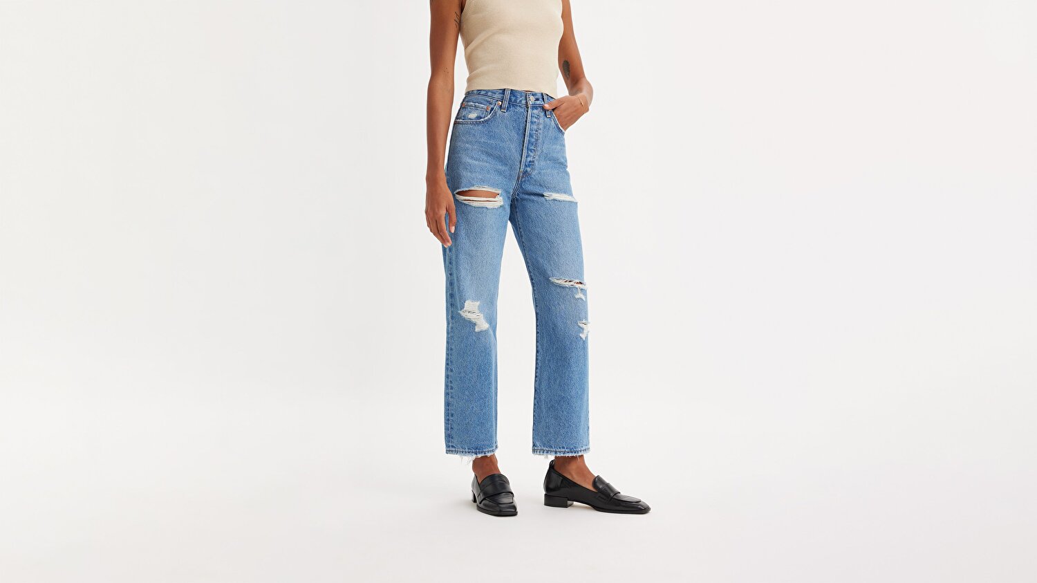 Ribcage Straight Ankle Kadın Jean Pantolon