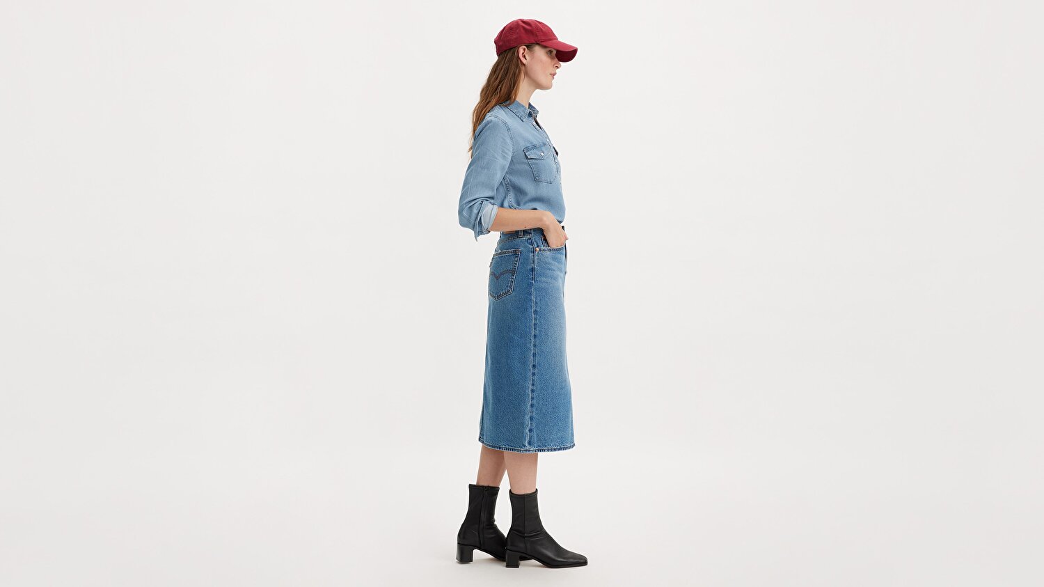 Side Slit Denim Etek