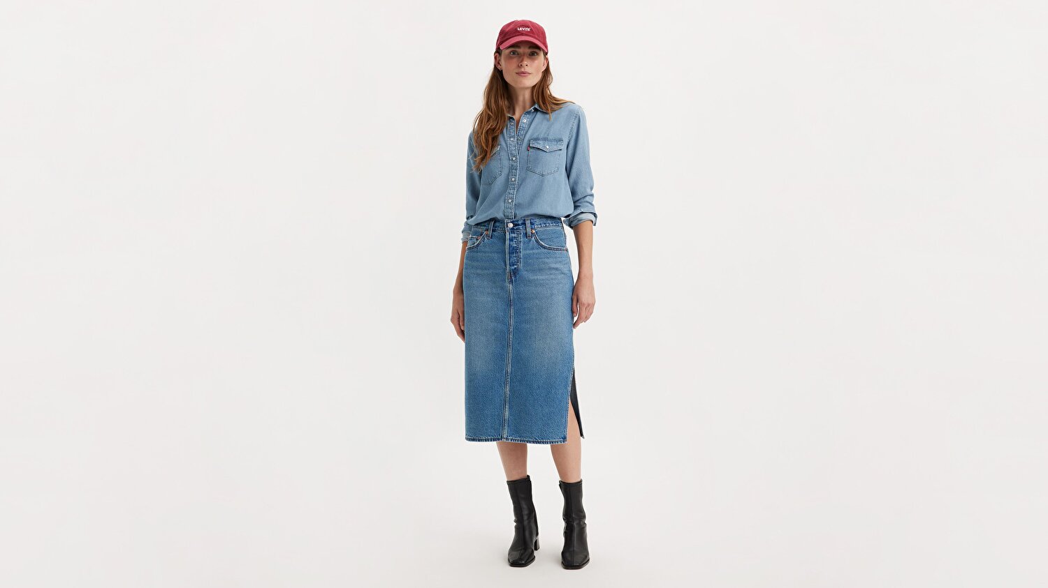 Side Slit Denim Etek