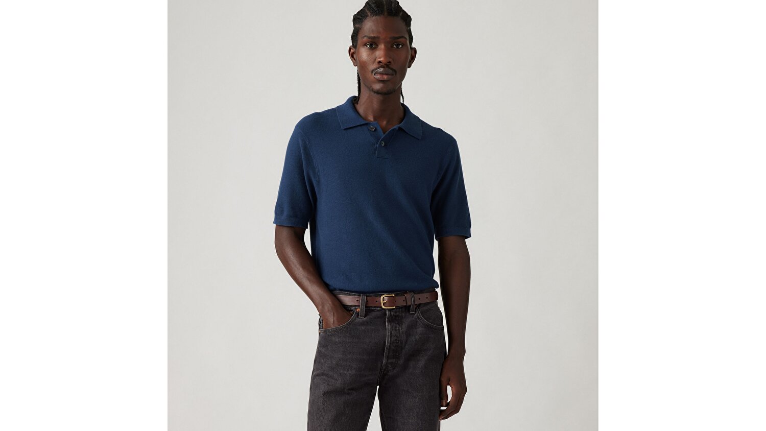 Sweater Cotton Linen Knit Polo