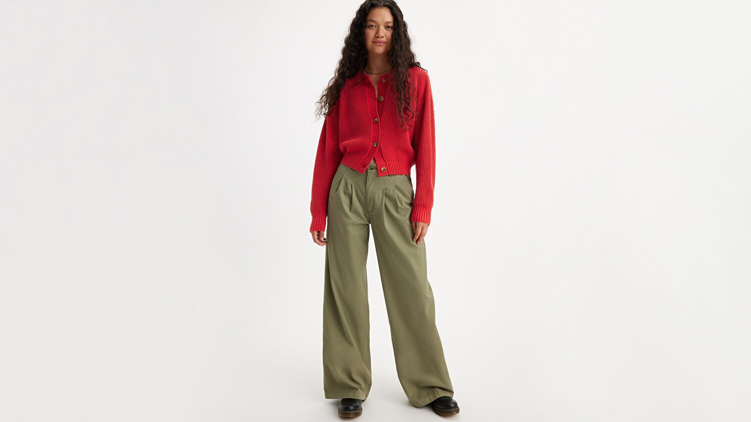 Pleated Wide Leg Kadın Pantolon