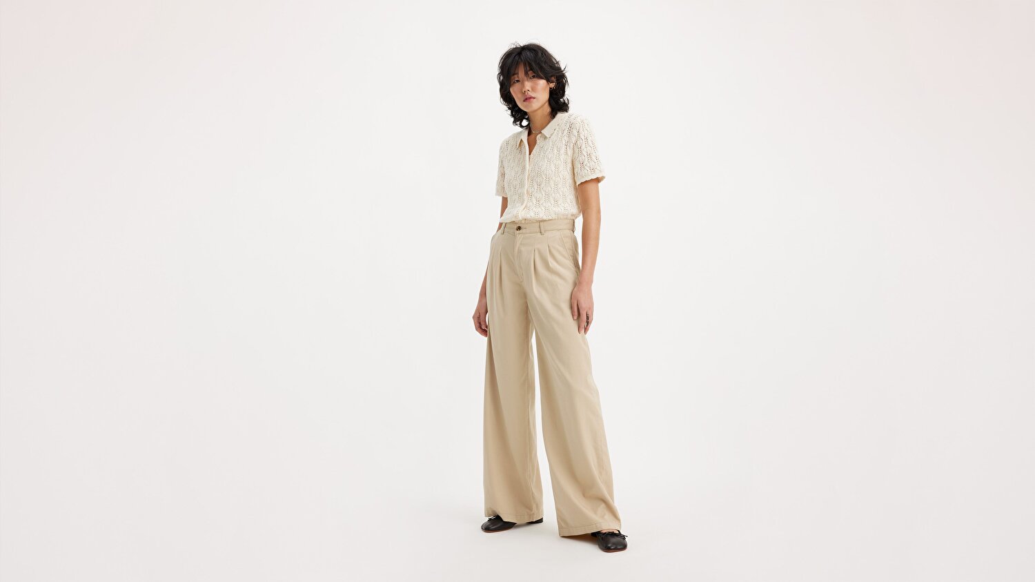Pleated Wide Leg Kadın Pantolon