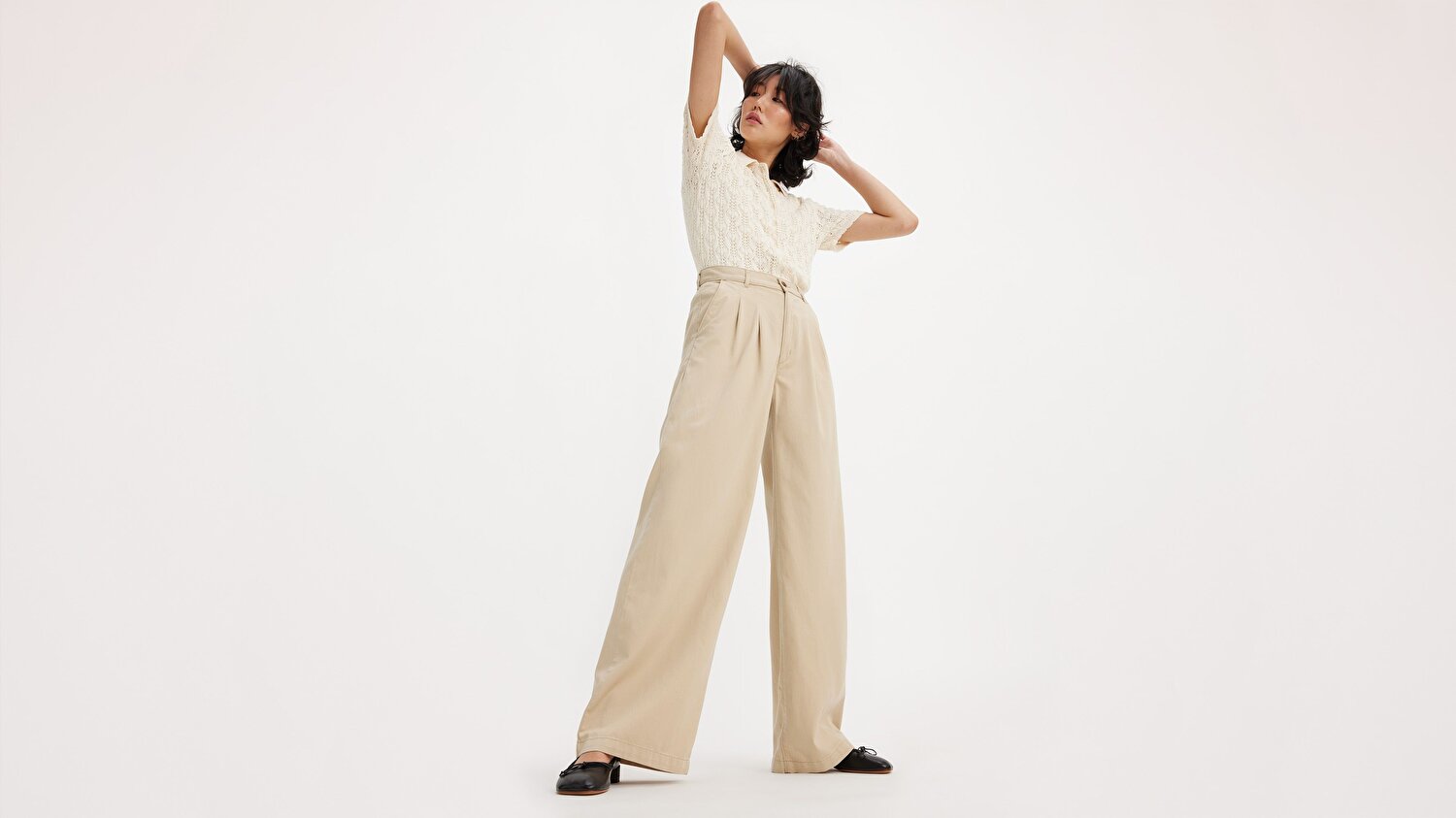 Pleated Wide Leg Kadın Pantolon