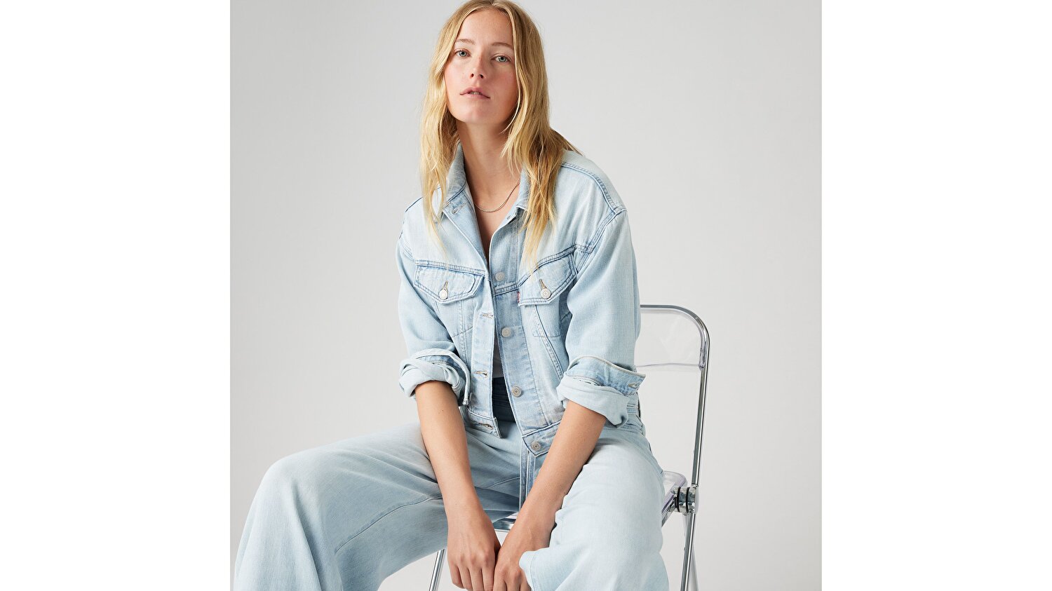 Shrunken '90s Linen+ Denim Trucker Ceket