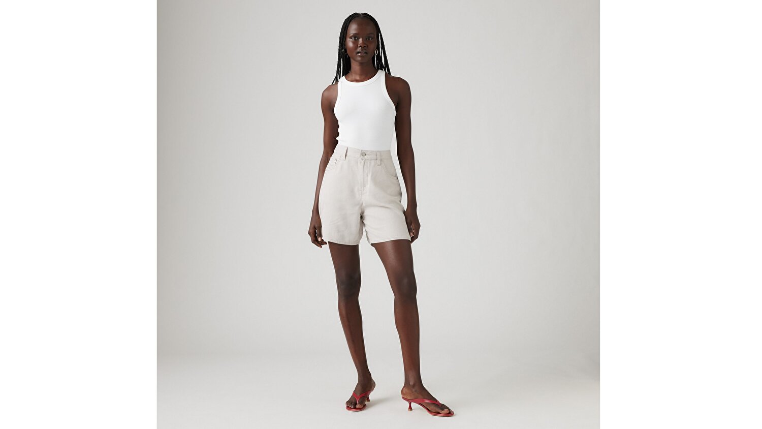 High Rise Baggy Cotton Linen Şort