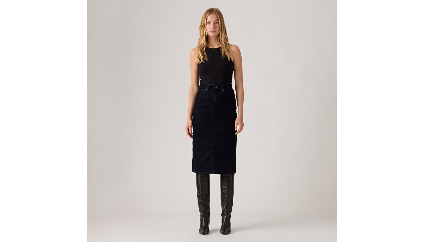 High Rise Back Slit Jean Etek