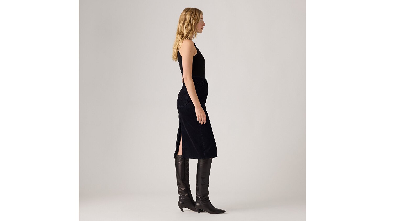 High Rise Back Slit Jean Etek