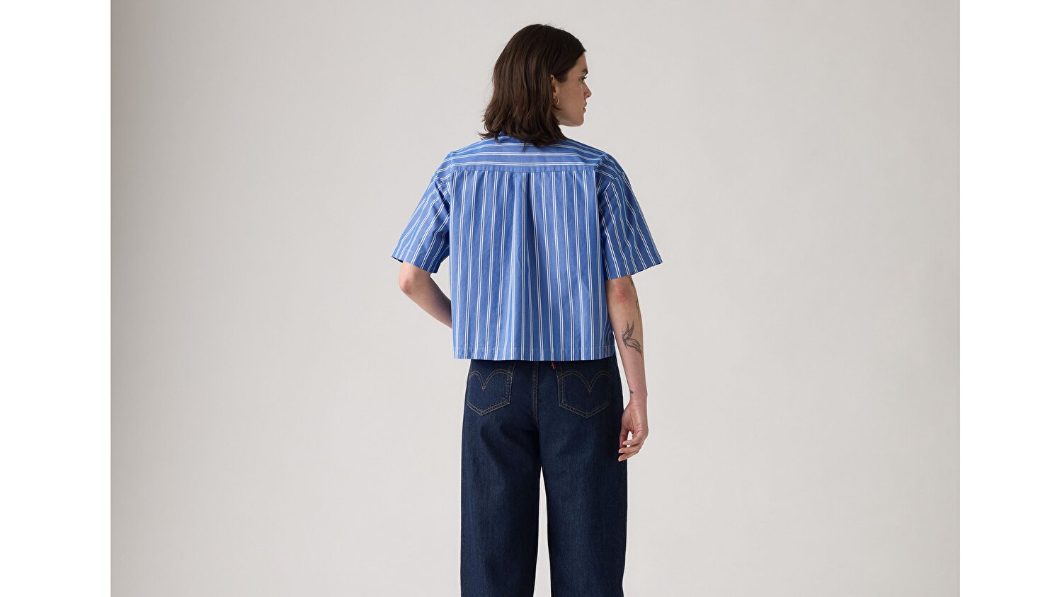 Harlie Short Sleeve Cropped Poplin Gömlek