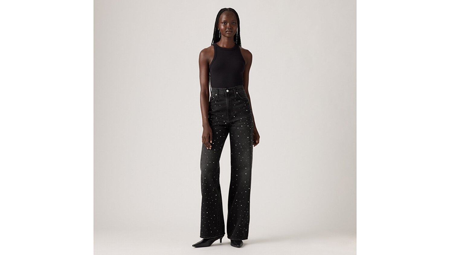 Ribcage Wide Leg Kadın Jean Pantolon - Dazzle Me Smoke