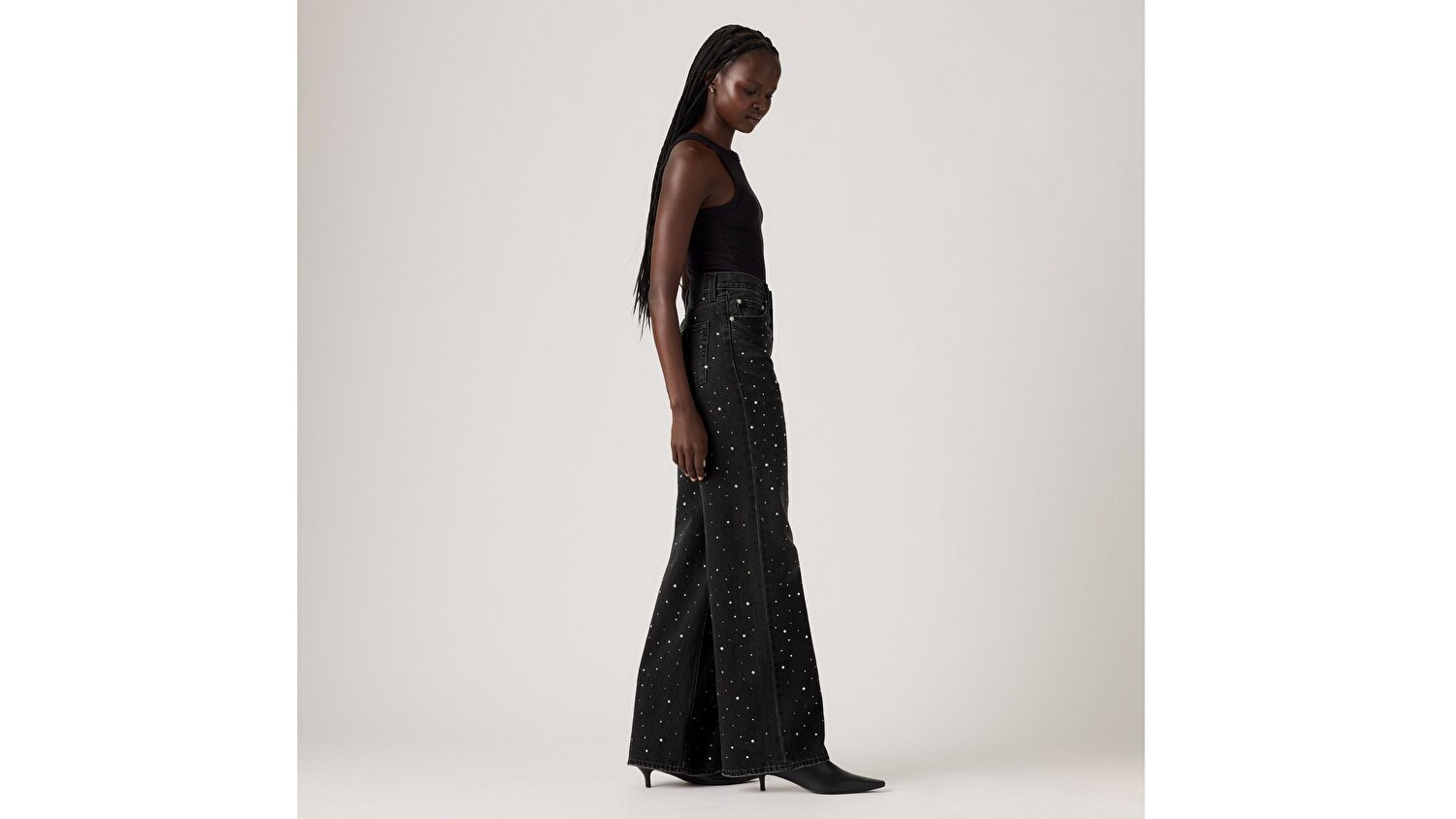 Ribcage Wide Leg Kadın Jean Pantolon - Dazzle Me Smoke