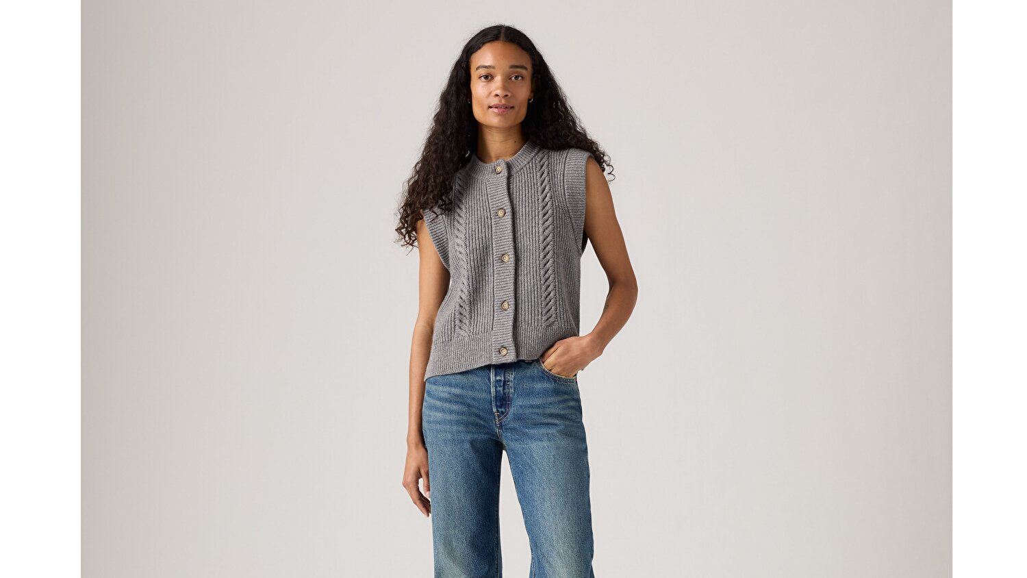 Ines Cable Yün Karışımlı Yelek