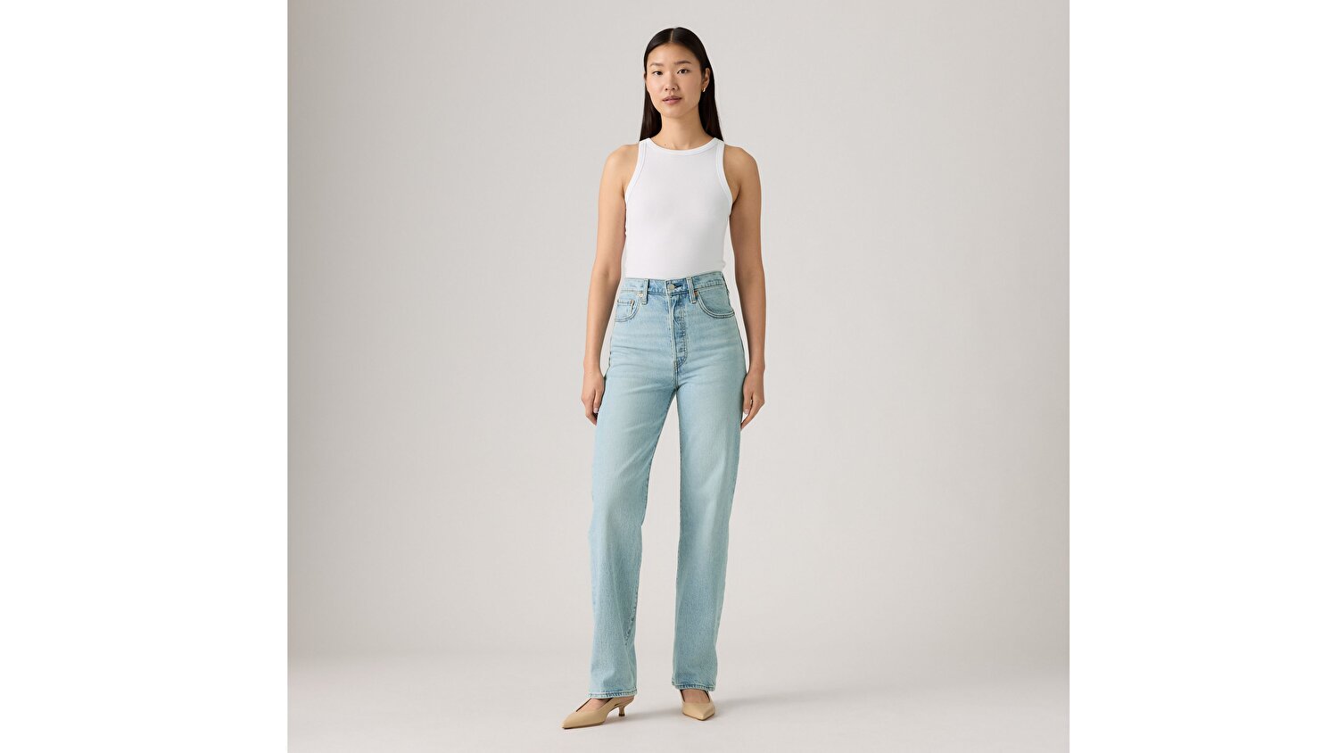 Ribcage Full Length Kadın Jean Pantolon - Blasted Stone Clean