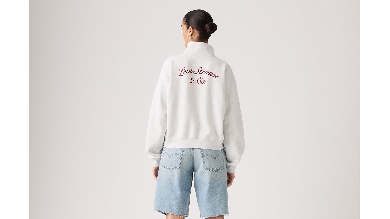 Graphic Vintage Boxy Yarım Fermuarlı Sweatshirt