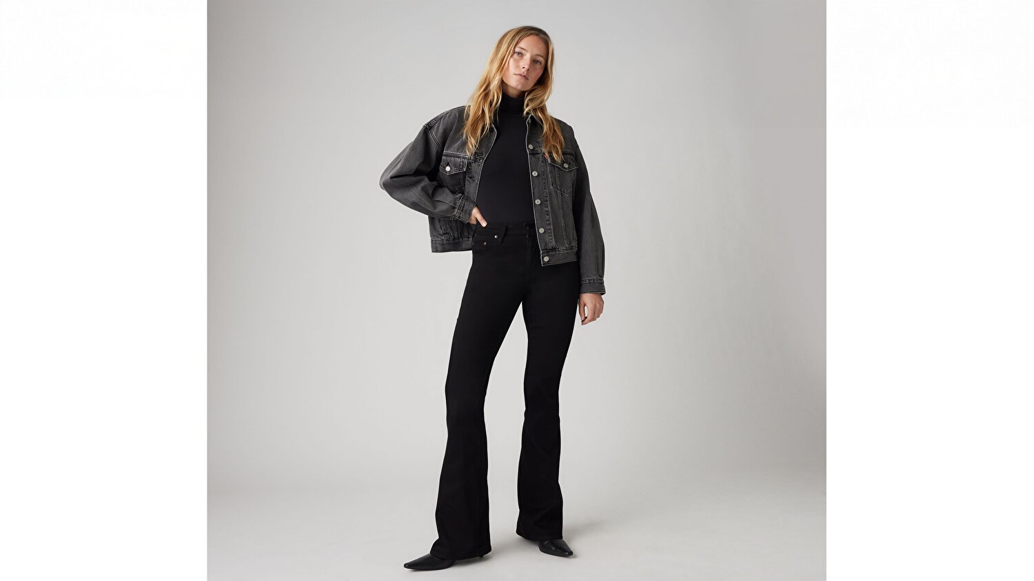 726 High Rise Flare Kadın Jean Pantolon - Soft Black