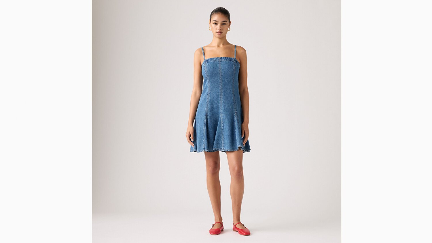 Denim Godet Elbise