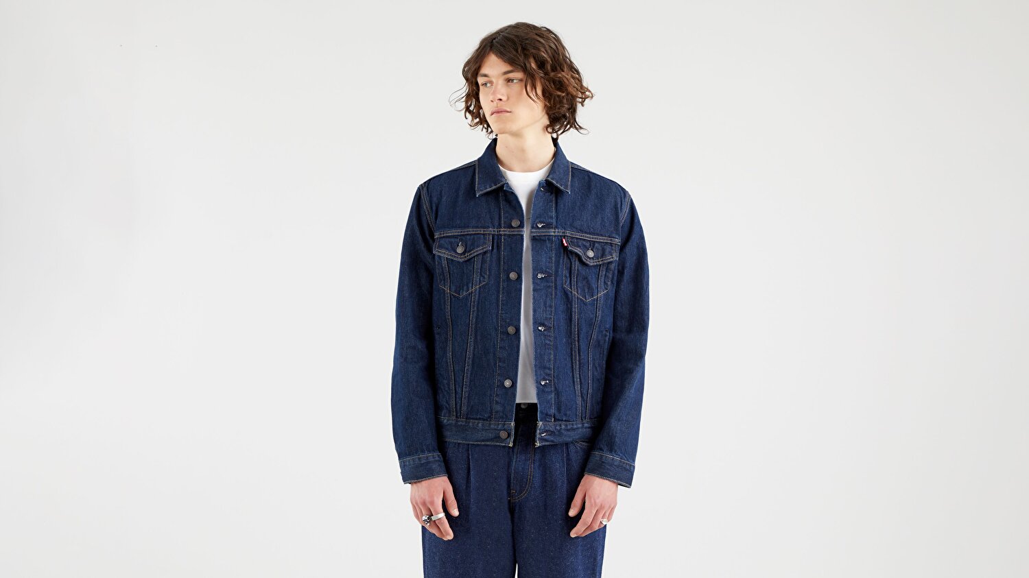 The Trucker Jacket Rockridge Trucker Orta İndigo Erkek Trucker Ceket