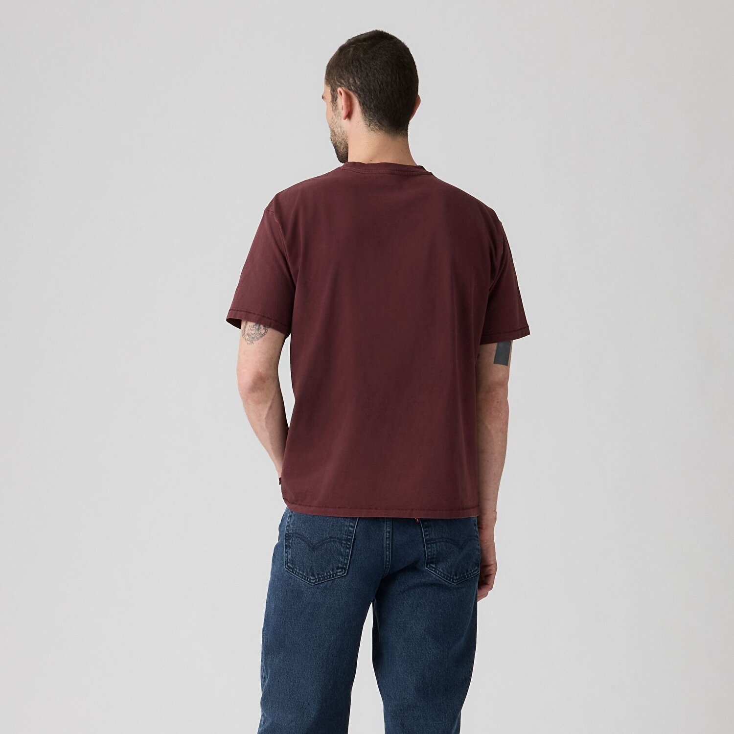 Red Tab™ Vintage Bisiklet Yaka Bordo Tişört