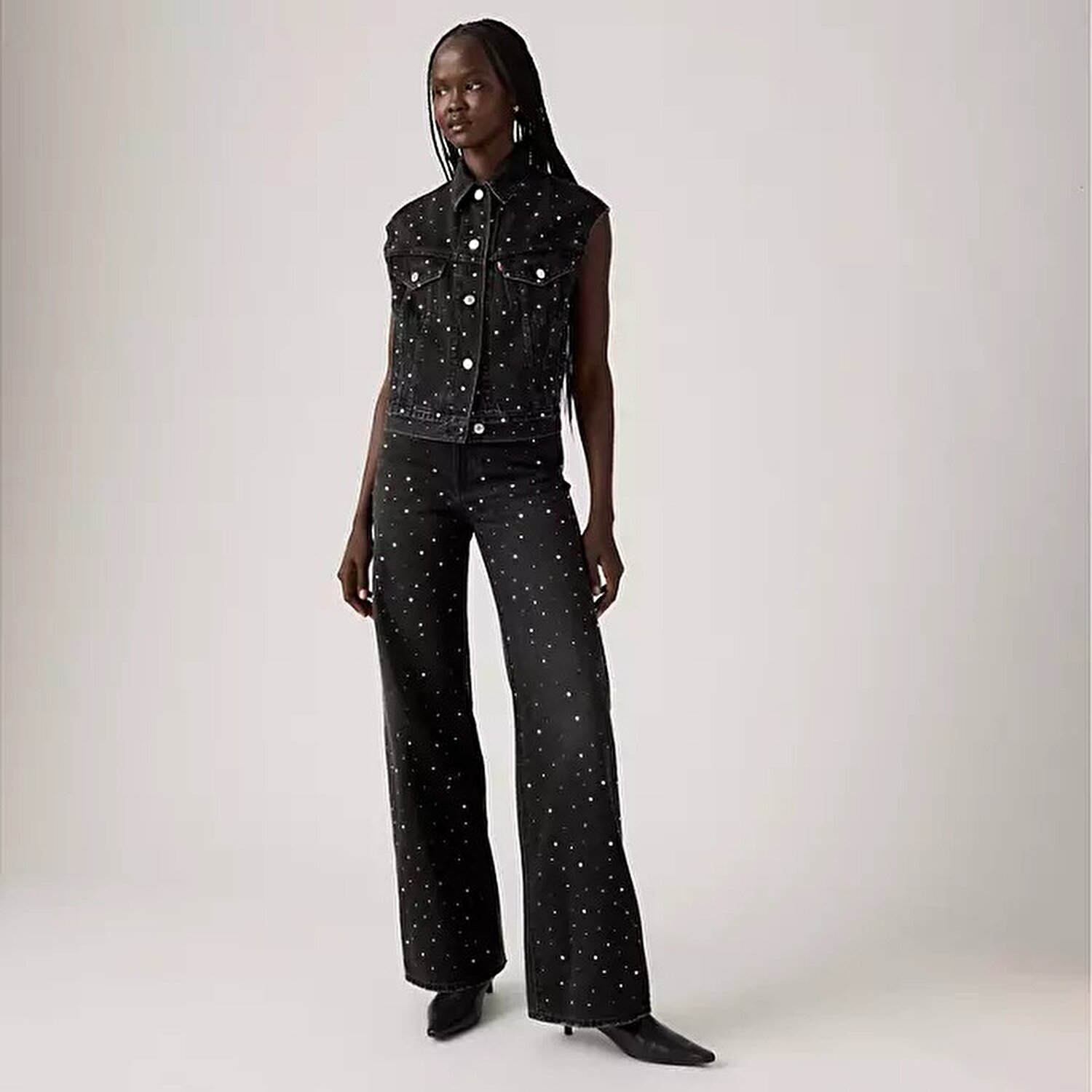 Ribcage Wide Leg Kadın Jean Pantolon - Dazzle Me Smoke