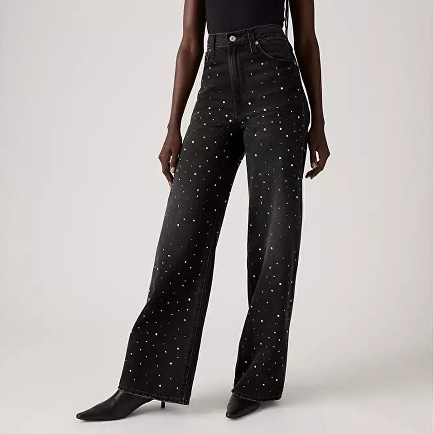 Ribcage Wide Leg Kadın Jean Pantolon - Dazzle Me Smoke