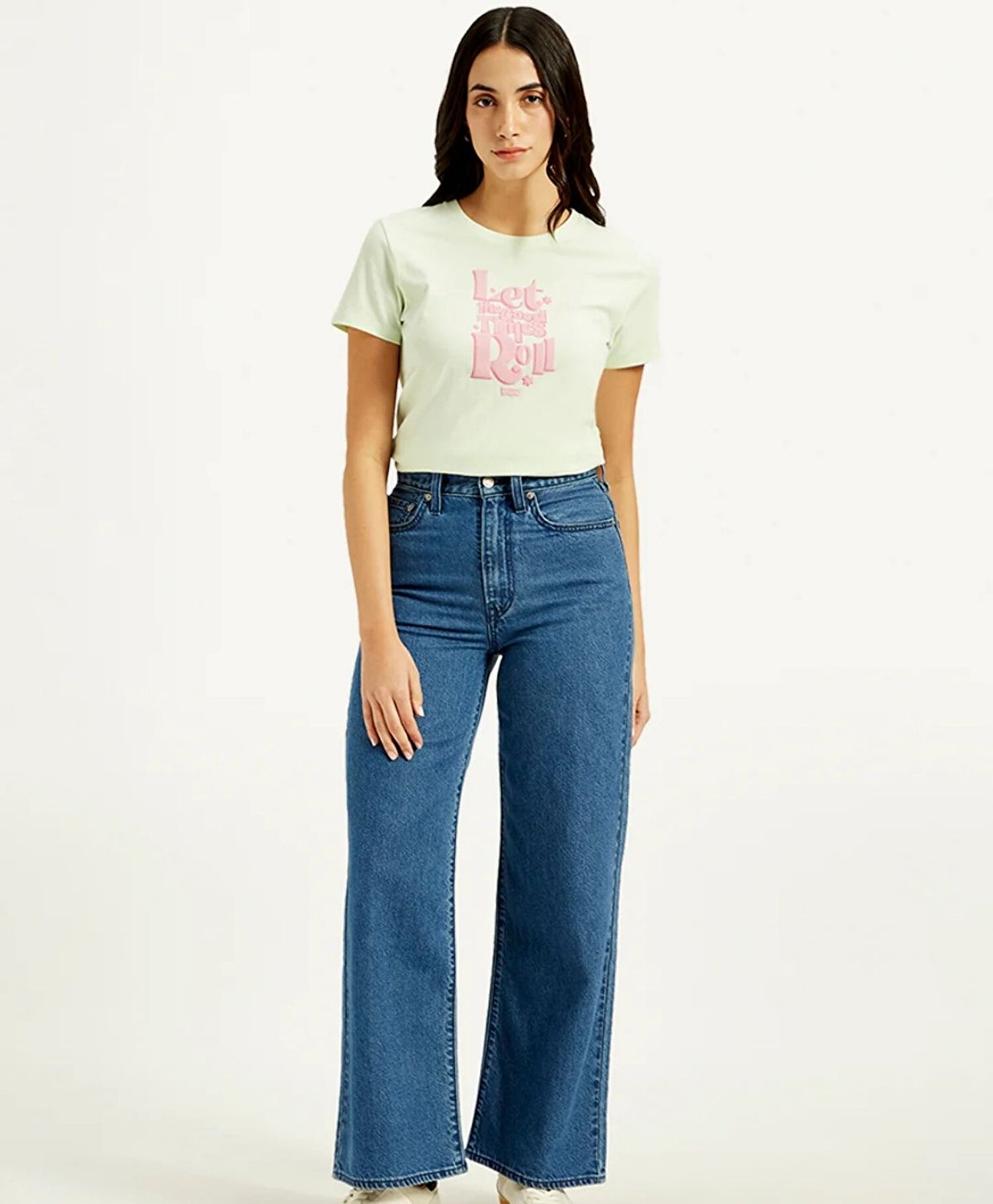 Ribcage Wide Leg Kadın Jean Pantolon - Spinnet