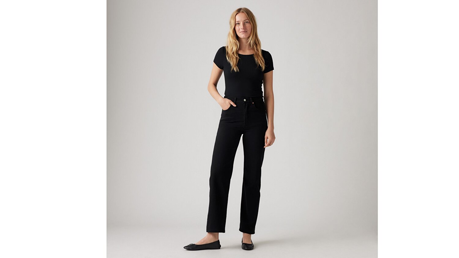 Ribcage Straight Ankle Kadın Jean Pantolon - Black Sprout