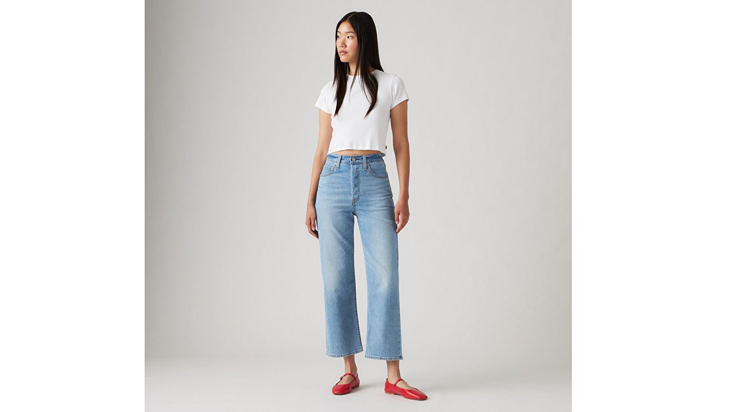 Ribcage Straight Ankle Cotton Linen Kadın Jean Pantolon - Cool Winter