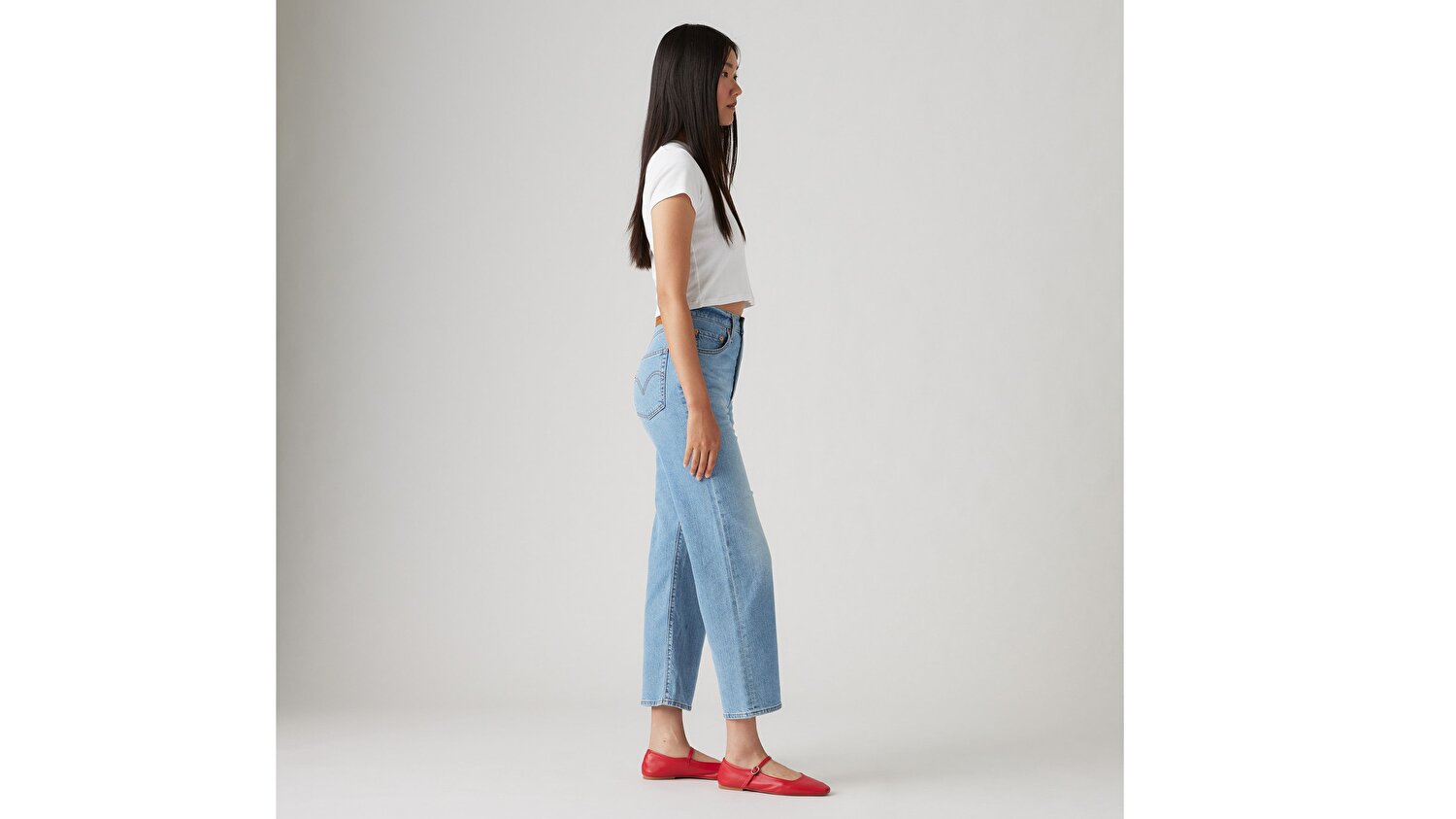 Ribcage Straight Ankle Cotton Linen Kadın Jean Pantolon - Cool Winter