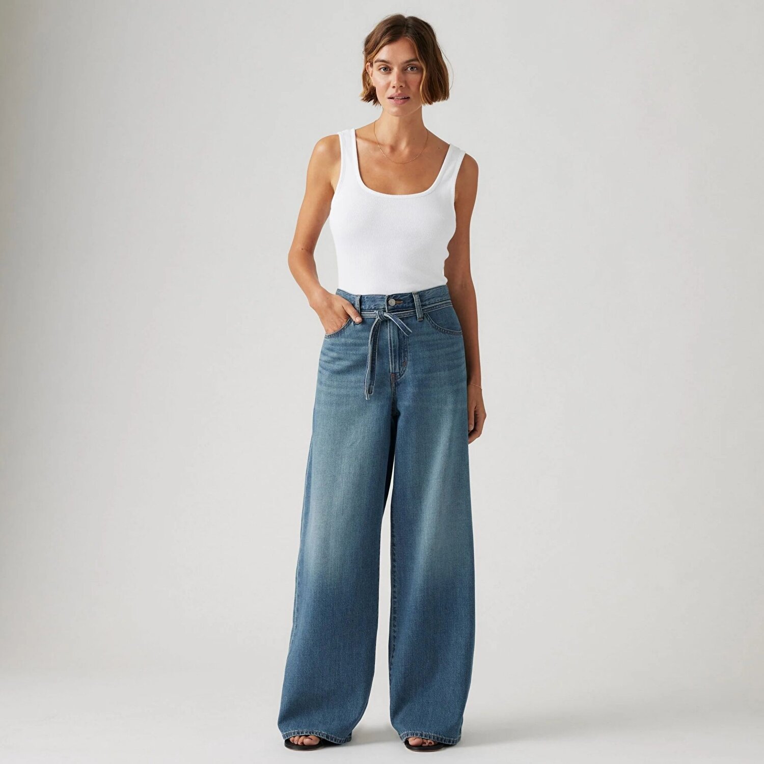 XL Straight Linen+ Denim Kadın Jean Pantolon - Stop Flaxing