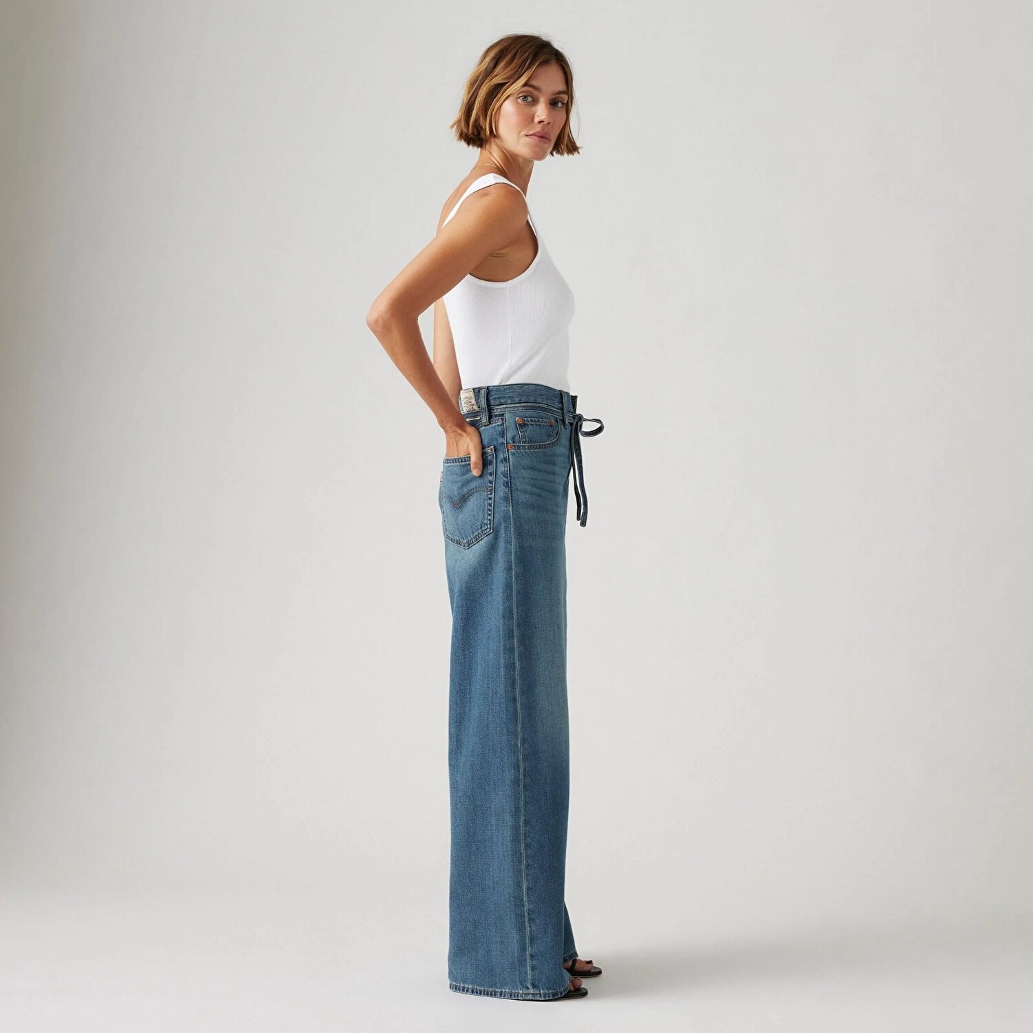 XL Straight Linen+ Denim Kadın Jean Pantolon - Stop Flaxing
